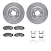 7512-59082 Drilled/Slotted Brake Rotors w/5000 Advanced Brake Pads Kit & Hardware [Silver], 2011-2014 Acura/Honda, Position: Fro - image 1