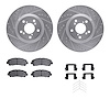 7512-59084 Drilled/Slotted Brake Rotors w/5000 Advanced Brake Pads Kit & Hardware [Silver], 2009-2014 Acura/Honda, Position: Fro - image 1