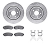 7512-59087 Drilled/Slotted Brake Rotors w/5000 Advanced Brake Pads Kit & Hardware [Silver], Fits Select Acura/Honda, Position: F - image 1