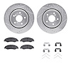 7512-59090 Drilled/Slotted Brake Rotors w/5000 Advanced Brake Pads Kit & Hardware [Silver], Fits Select Acura/Honda, Position: F - image 1