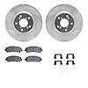 7512-59092 Drilled/Slotted Brake Rotors w/5000 Advanced Brake Pads Kit & Hardware [Silver], 2006-2014 Acura/Honda, Position: Fro - image 1