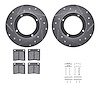 7512-59093 Drilled/Slotted Brake Rotors w/5000 Advanced Brake Pads Kit & Hardware [Silver], 1973-1974 Acura/Honda, Position: Fro - image 1