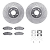 7512-59100 Drilled/Slotted Brake Rotors w/5000 Advanced Brake Pads Kit & Hardware [Silver], 2007-2015 Acura/Honda, Position: Fro - image 1