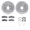 7512-59101 Drilled/Slotted Brake Rotors w/5000 Advanced Brake Pads Kit & Hardware [Silver], Fits Select Acura/Honda, Position: F - image 1