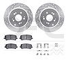 7512-59102 Drilled/Slotted Brake Rotors w/5000 Advanced Brake Pads Kit & Hardware [Silver], 2007-2017 Acura/Honda, Position: Rea - image 1