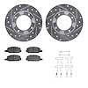 7512-59104 Drilled/Slotted Brake Rotors w/5000 Advanced Brake Pads Kit & Hardware [Silver], 1976-1981 Acura/Honda, Position: Fro - image 1