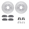 7512-59105 Drilled/Slotted Brake Rotors w/5000 Advanced Brake Pads Kit & Hardware [Silver], Fits Select Acura/Honda, Position: R - image 1