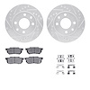 7512-59107 Drilled/Slotted Brake Rotors w/5000 Advanced Brake Pads Kit & Hardware [Silver], 1983-1987 Acura/Honda, Position: Fro - image 1
