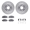 7512-59108 Drilled/Slotted Brake Rotors w/5000 Advanced Brake Pads Kit & Hardware [Silver], 2016-2017 Acura/Honda, Position: Fro - image 1