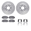 7512-59111 Drilled/Slotted Brake Rotors w/5000 Advanced Brake Pads Kit & Hardware [Silver], Fits Select Acura/Honda, Position: F - image 1