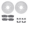 7512-59112 Drilled/Slotted Brake Rotors w/5000 Advanced Brake Pads Kit & Hardware [Silver], 1983-1983 Acura/Honda, Position: Fro - image 1