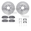 7512-59115 Drilled/Slotted Brake Rotors w/5000 Advanced Brake Pads Kit & Hardware [Silver], Fits Select Acura/Honda, Position: F - image 1