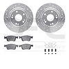 7512-59116 Drilled/Slotted Brake Rotors w/5000 Advanced Brake Pads Kit & Hardware [Silver], Fits Select Acura/Honda, Position: F - image 1