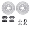 7512-59121 Drilled/Slotted Brake Rotors w/5000 Advanced Brake Pads Kit & Hardware [Silver], Fits Select Acura/Honda, Position: R - image 1