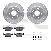 7512-59128 Drilled/Slotted Brake Rotors w/5000 Advanced Brake Pads Kit & Hardware [Silver], Fits Select Acura/Honda, Position: R - image 1