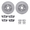 7512-59141 Drilled/Slotted Brake Rotors w/5000 Advanced Brake Pads Kit & Hardware [Silver], 1984-1987 Acura/Honda, Position: Rea - image 1