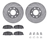 7512-59161 Drilled/Slotted Brake Rotors w/5000 Advanced Brake Pads Kit & Hardware [Silver], 1988-1989 Acura/Honda, Position: Fro - image 1