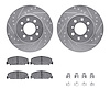 7512-59183 Drilled/Slotted Brake Rotors w/5000 Advanced Brake Pads Kit & Hardware [Silver], 1994-1995 Acura/Honda, Position: Fro - image 1