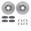 7512-59247 Drilled/Slotted Brake Rotors w/5000 Advanced Brake Pads Kit & Hardware [Silver], 2000-2009 Acura/Honda, Position: Fro - image 1