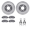 7512-59313 Drilled/Slotted Brake Rotors w/5000 Advanced Brake Pads Kit & Hardware [Silver], 1997-2001 Acura/Honda, Position: Fro - image 1