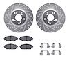 7512-59358 Drilled/Slotted Brake Rotors w/5000 Advanced Brake Pads Kit & Hardware [Silver], 2002-2007 Acura/Honda, Position: Fro - image 1