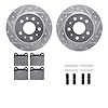 7512-63008 Drilled/Slotted Brake Rotors w/5000 Advanced Brake Pads Kit & Hardware [Silver], 1967-1991 Mercedes-Benz, Position: R - image 1