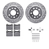 7512-63009 Drilled/Slotted Brake Rotors w/5000 Advanced Brake Pads Kit & Hardware [Silver], 1967-1991 Mercedes-Benz, Position: R - image 1