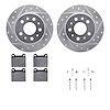 7512-63010 Drilled/Slotted Brake Rotors w/5000 Advanced Brake Pads Kit & Hardware [Silver], 1961-1991 Mercedes-Benz, Position: R - image 1