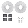 7512-63014 Drilled/Slotted Brake Rotors w/5000 Advanced Brake Pads Kit & Hardware [Silver], 1968-1976 Mercedes-Benz, Position: F - image 1