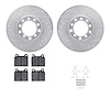 7512-63015 Drilled/Slotted Brake Rotors w/5000 Advanced Brake Pads Kit & Hardware [Silver], 1968-1976 Mercedes-Benz, Position: F - image 1