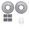 7512-63016 Drilled/Slotted Brake Rotors w/5000 Advanced Brake Pads Kit & Hardware [Silver], 1976-1979 Mercedes-Benz, Position: F - image 1