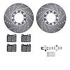 7512-63018 Drilled/Slotted Brake Rotors w/5000 Advanced Brake Pads Kit & Hardware [Silver], 1972-1979 Mercedes-Benz, Position: F - image 1