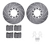 7512-63019 Drilled/Slotted Brake Rotors w/5000 Advanced Brake Pads Kit & Hardware [Silver], 1973-1979 Mercedes-Benz, Position: F - image 1