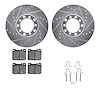7512-63020 Drilled/Slotted Brake Rotors w/5000 Advanced Brake Pads Kit & Hardware [Silver], 1973-1979 Mercedes-Benz, Position: F - image 1