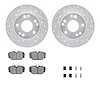 7512-63021 Drilled/Slotted Brake Rotors w/5000 Advanced Brake Pads Kit & Hardware [Silver], 1984-1989 Mercedes-Benz, Position: F - image 1