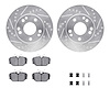 7512-63022 Drilled/Slotted Brake Rotors w/5000 Advanced Brake Pads Kit & Hardware [Silver], 1987-1987 Mercedes-Benz, Position: F - image 1