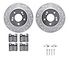 7512-63023 Drilled/Slotted Brake Rotors w/5000 Advanced Brake Pads Kit & Hardware [Silver], 1987-2000 Mercedes-Benz, Position: R - image 1