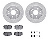7512-63025 Drilled/Slotted Brake Rotors w/5000 Advanced Brake Pads Kit & Hardware [Silver], 1990-1992 Mercedes-Benz, Position: F - image 1