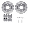 7512-63027 Drilled/Slotted Brake Rotors w/5000 Advanced Brake Pads Kit & Hardware [Silver], 1984-1989 Mercedes-Benz, Position: R - image 1