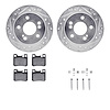 7512-63028 Drilled/Slotted Brake Rotors w/5000 Advanced Brake Pads Kit & Hardware [Silver], 1986-1993 Mercedes-Benz, Position: R - image 1