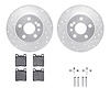 7512-63031 Drilled/Slotted Brake Rotors w/5000 Advanced Brake Pads Kit & Hardware [Silver], 1991-1999 Mercedes-Benz, Position: R - image 1