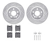 7512-63032 Drilled/Slotted Brake Rotors w/5000 Advanced Brake Pads Kit & Hardware [Silver], 1992-1999 Mercedes-Benz, Position: R - image 1