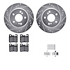 7512-63033 Drilled/Slotted Brake Rotors w/5000 Advanced Brake Pads Kit & Hardware [Silver], 1992-1994 Mercedes-Benz, Position: R - image 1
