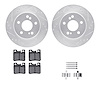 7512-63034 Drilled/Slotted Brake Rotors w/5000 Advanced Brake Pads Kit & Hardware [Silver], 1992-1995 Mercedes-Benz, Position: R - image 1