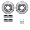 7512-63035 Drilled/Slotted Brake Rotors w/5000 Advanced Brake Pads Kit & Hardware [Silver], 1994-1995 Mercedes-Benz, Position: R - image 1
