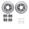 7512-63036 Drilled/Slotted Brake Rotors w/5000 Advanced Brake Pads Kit & Hardware [Silver], 1994-1995 Mercedes-Benz, Position: R - image 1