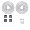 7512-63038 Drilled/Slotted Brake Rotors w/5000 Advanced Brake Pads Kit & Hardware [Silver], 1993-2002 Mercedes-Benz, Position: R - image 1