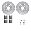 7512-63039 Drilled/Slotted Brake Rotors w/5000 Advanced Brake Pads Kit & Hardware [Silver], 1994-2000 Mercedes-Benz, Position: R - image 1