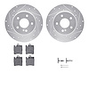 7512-63040 Drilled/Slotted Brake Rotors w/5000 Advanced Brake Pads Kit & Hardware [Silver], 1996-2011 Mercedes-Benz, Position: R - image 1