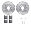 7512-63041 Drilled/Slotted Brake Rotors w/5000 Advanced Brake Pads Kit & Hardware [Silver], 1996-1998 Mercedes-Benz, Position: R - image 1